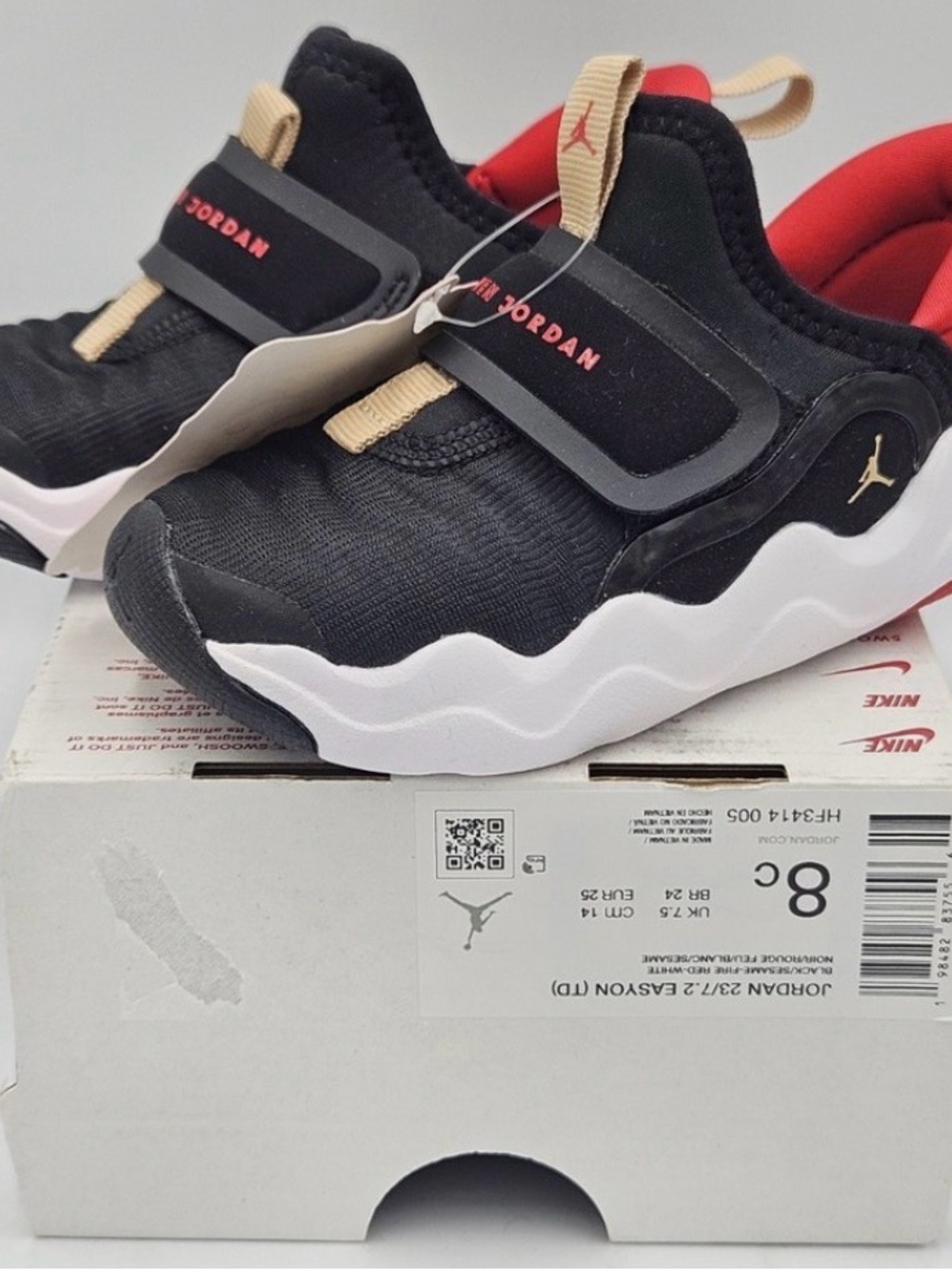 Nike Kids Black, Red & Tan Slip-On Sneakers Jordan Pizza
